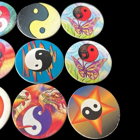 Vintage 90s POGS Lot of 18 Ying Yang Cardboard Milk Bottle Caps Game - Picture 6 of 7